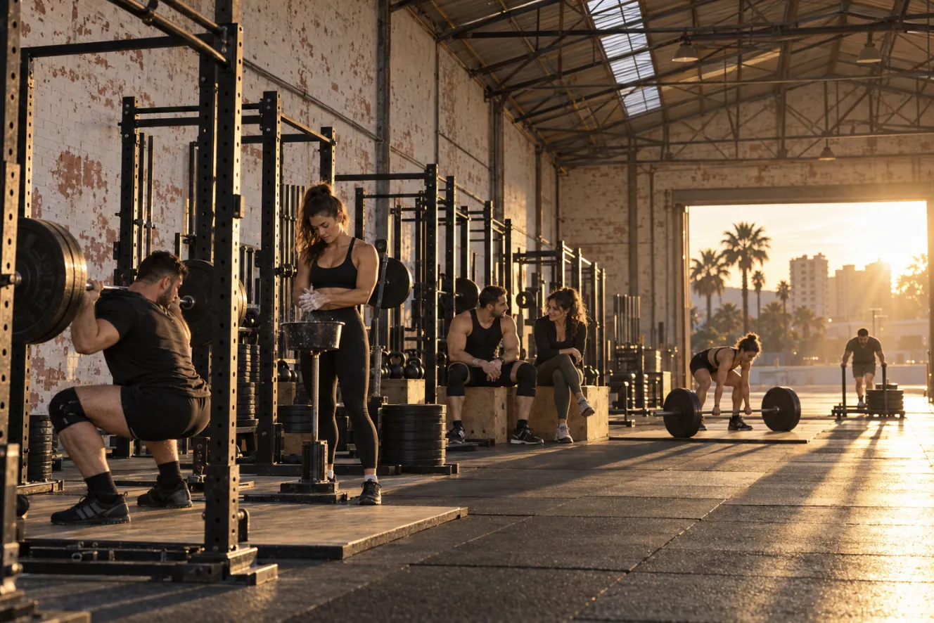 Akşamüstü salon: altı kişi çalışıyor. Biri kafeste squat'ta, biri tebeşir kovasının başında, ikisi tahta kutuların üstünde dinlenip konuşuyor, biri güneşteki platformda çekişe hazırlanıyor, biri kapının önünde kızak itiyor; batıdaki açık kapıdan giren güneş yere uzun gölgeler düşürüyor.